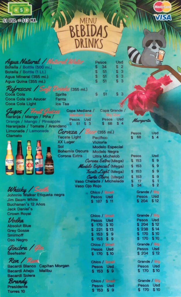 MENU ingles – Playa Palancar Beach Club